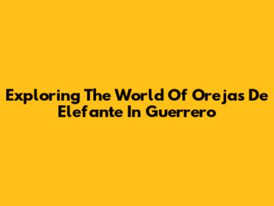 Exploring The World Of 'Orejas De Elefante' In Guerrero