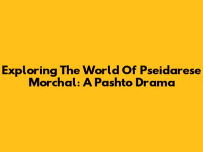 Exploring The World Of Pseidarese Morchal: A Pashto Drama