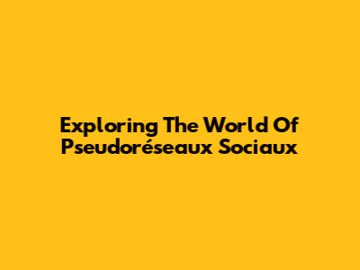 Exploring The World Of Pseudoréseaux Sociaux