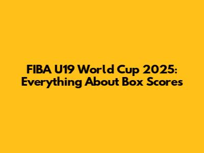 FIBA U19 World Cup 2025: Everything About Box Scores