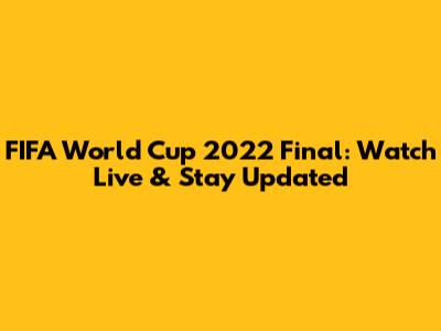 FIFA World Cup 2022 Final: Watch Live & Stay Updated