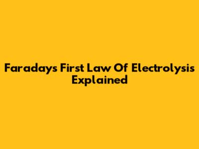 Faraday's First Law Of Electrolysis Explained