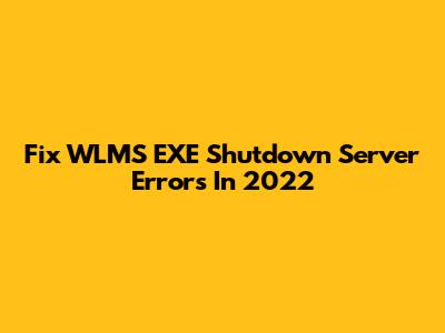 Fix WLMS EXE Shutdown Server Errors In 2022