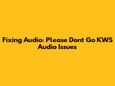 Fixing Audio: Please Don't Go KWS Audio Issues