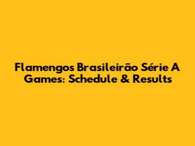 Flamengo's Brasileirão Série A Games: Schedule & Results