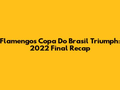 Flamengo's Copa Do Brasil Triumph: 2022 Final Recap