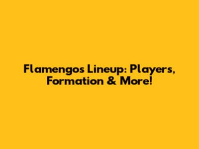 Flamengo's Lineup: Players, Formation & More!