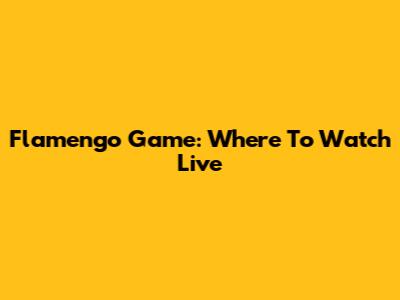 Flamengo Game: Where To Watch Live