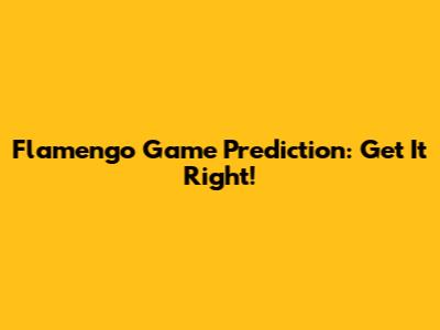 Flamengo Game Prediction: Get It Right!