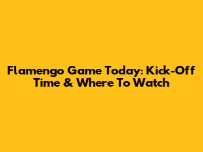 Flamengo Game Today: Kick-Off Time & Where To Watch