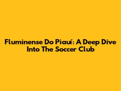 Fluminense Do Piauí: A Deep Dive Into The Soccer Club