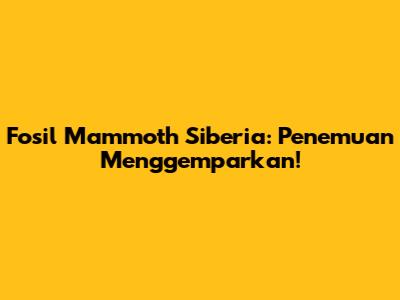 Fosil Mammoth Siberia: Penemuan Menggemparkan!