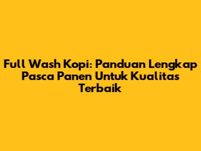 Full Wash Kopi: Panduan Lengkap Pasca Panen Untuk Kualitas Terbaik