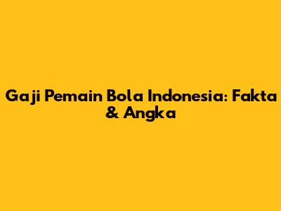 Gaji Pemain Bola Indonesia: Fakta & Angka