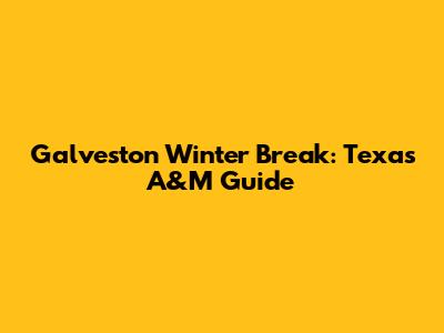 Galveston Winter Break: Texas A&M Guide