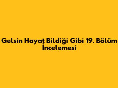 Gelsin Hayat Bildiği Gibi 19. Bölüm İncelemesi