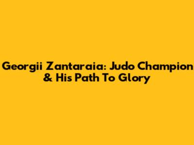 Georgii Zantaraia: Judo Champion & His Path To Glory