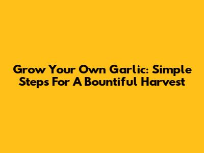 Grow Your Own Garlic: Simple Steps For A Bountiful Harvest