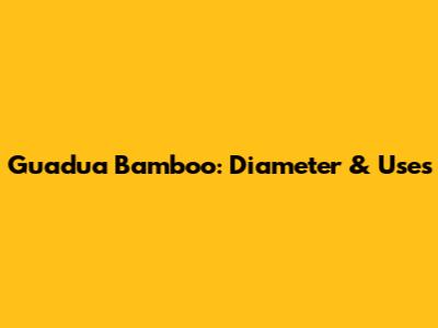 Guadua Bamboo: Diameter & Uses