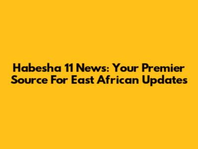Habesha 11 News: Your Premier Source For East African Updates