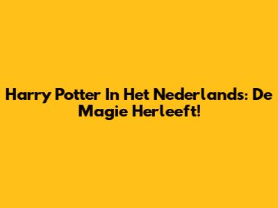 Harry Potter In Het Nederlands: De Magie Herleeft!