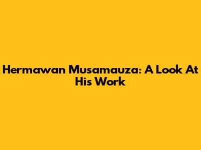 Hermawan Musamauza: A Look At His Work
