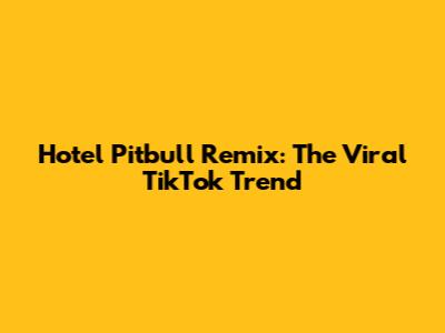 Hotel Pitbull Remix: The Viral TikTok Trend