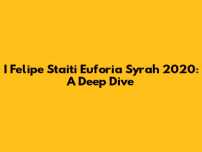 I Felipe Staiti Euforia Syrah 2020: A Deep Dive