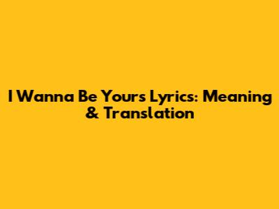 I Wanna Be Yours Lyrics: Meaning & Translation