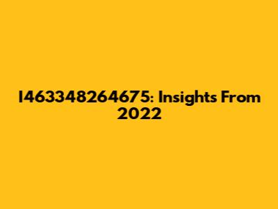 I463348264675: Insights From 2022