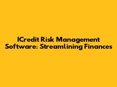 ICredit Risk Management Software: Streamlining Finances