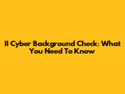 II Cyber Background Check: What You Need To Know