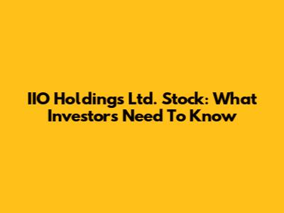 IIO Holdings Ltd. Stock: What Investors Need To Know