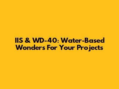 IIS & WD-40: Water-Based Wonders For Your Projects