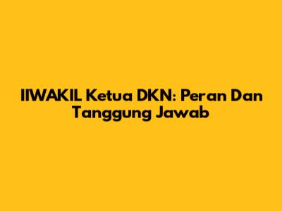 IIWAKIL Ketua DKN: Peran Dan Tanggung Jawab
