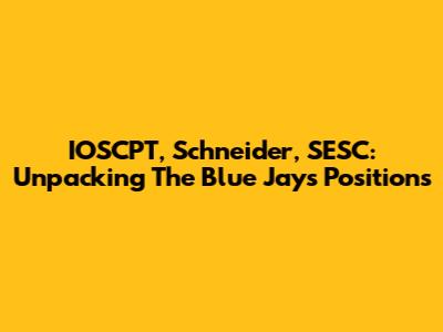 IOSCPT, Schneider, SESC: Unpacking The Blue Jays' Positions