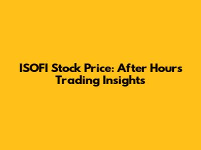 ISOFI Stock Price: After Hours Trading Insights