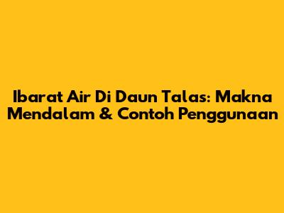 Ibarat Air Di Daun Talas: Makna Mendalam & Contoh Penggunaan