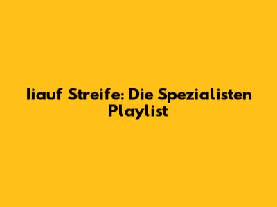 Iiauf Streife: Die Spezialisten Playlist