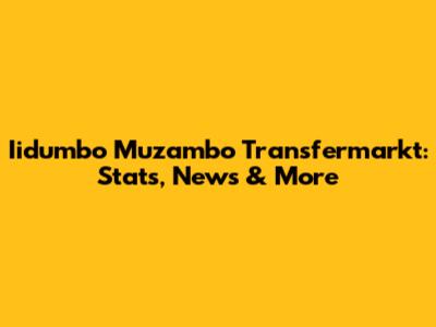 Iidumbo Muzambo Transfermarkt: Stats, News & More