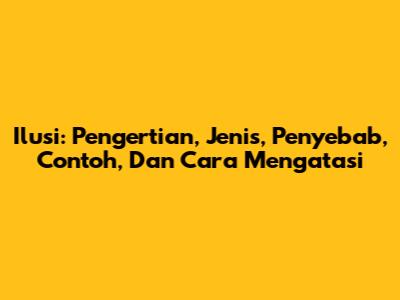 Ilusi: Pengertian, Jenis, Penyebab, Contoh, Dan Cara Mengatasi