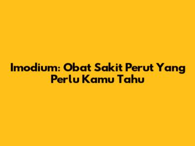 Imodium: Obat Sakit Perut Yang Perlu Kamu Tahu