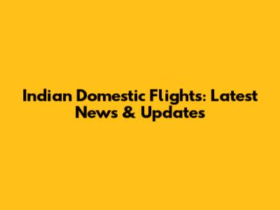Indian Domestic Flights: Latest News & Updates