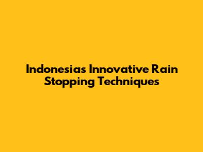 Indonesia's Innovative Rain Stopping Techniques