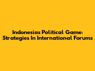 Indonesia's Political Game: Strategies In International Forums