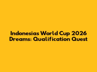 Indonesia's World Cup 2026 Dreams: Qualification Quest