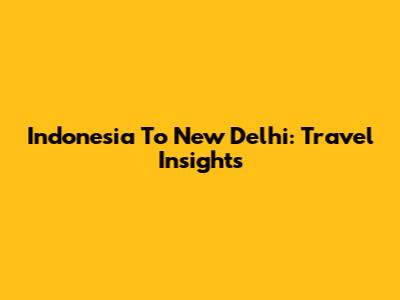 Indonesia To New Delhi: Travel Insights
