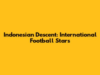 Indonesian Descent: International Football Stars
