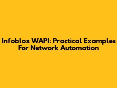 Infoblox WAPI: Practical Examples For Network Automation