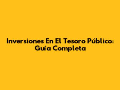 Inversiones En El Tesoro Público: Guía Completa